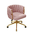 Chaise de Maquillage Rotative Velours Rose, Design Moderne Doré