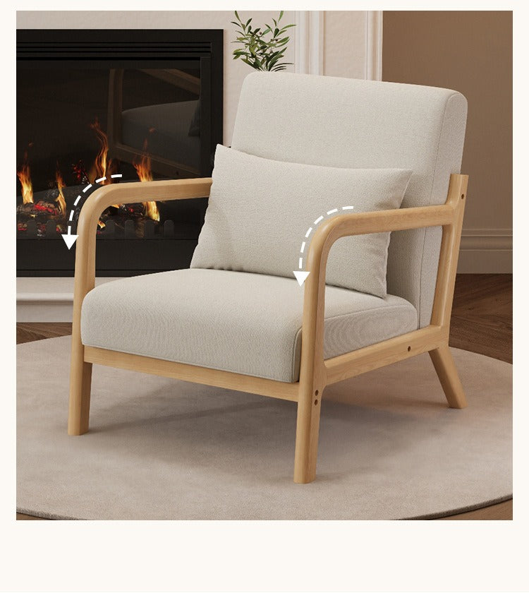 Fauteuil Scandinave en Bois Massif, Moderne Minimaliste